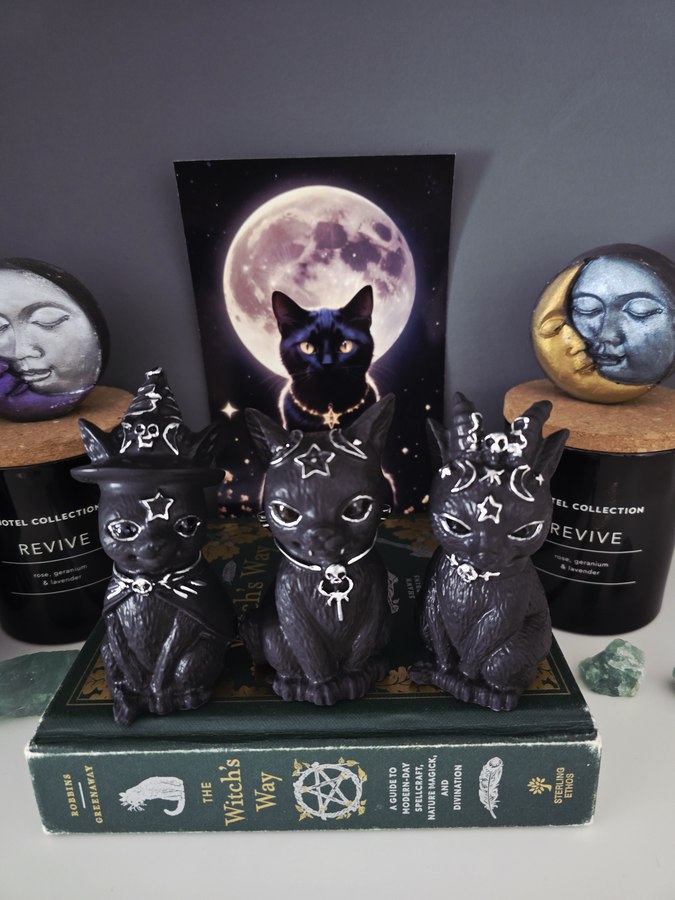 Witch Cat Figurine Bundle Set of 3